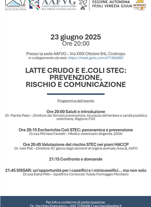 “Latte crudo e E. Coli Stec: prevenzione, rischio e comunicazione”
